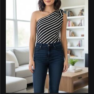 Bailey 44 Monochrome Striped Blouse